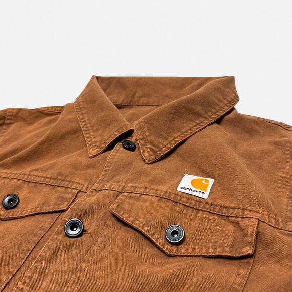 Carhartt Brown Canvas Jacket Men’s Small Workwear Trucker Style - Picture 2 of 6